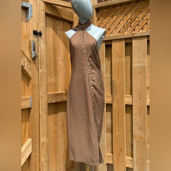 🆕 CULT GAIA 🧿 NWOT Romia Button-Detail Dress, Affogato Brown - Sz S - Picture 2 of 15